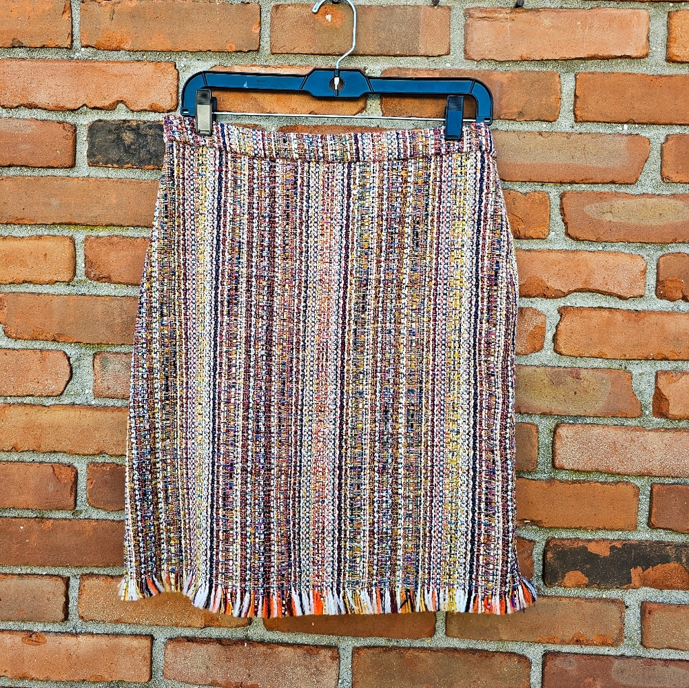 Chelsea & Theodore Tweed Fringe Pencil Skirt – Size 6 - Picture 2 of 15